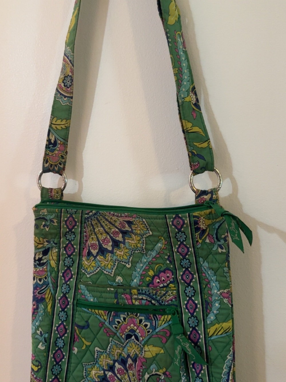 Vera Bradley Green Quilted Floral Paisley Crossbody
